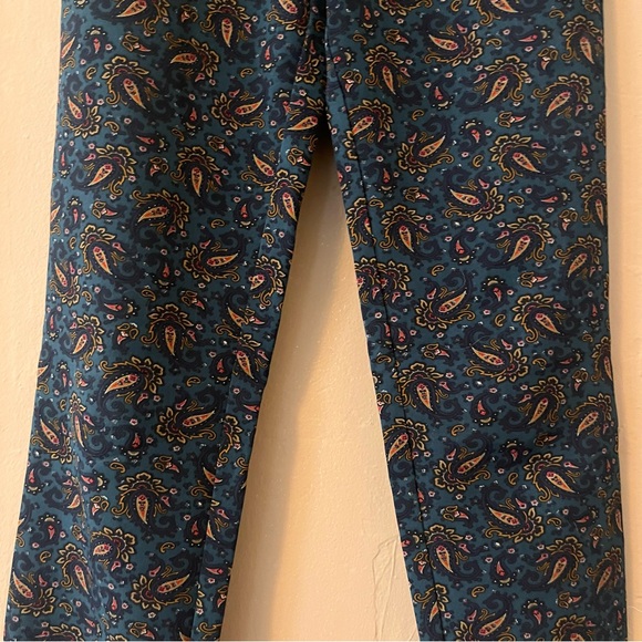 🎉rare🎉 Zara green paisley print rolled hem straight leg trouser pants - Picture 5 of 13
